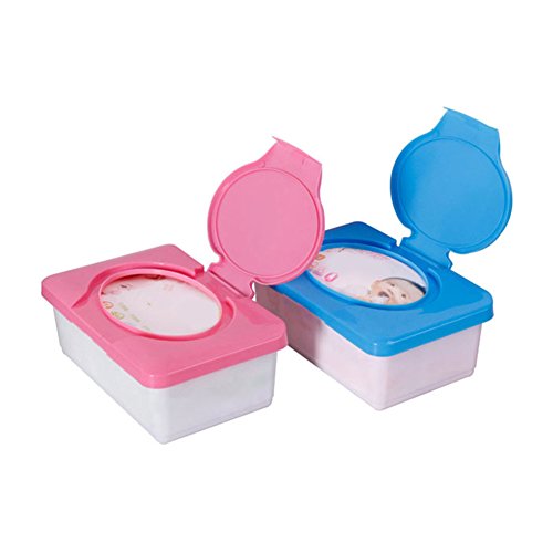 ohfruit 1 cajas de pañuelos húmedos para bebés, dispensador de toallitas húmedas, caja de pañuelos húmedos con tapa, para escritorio, dormitorio, cocina, baño, color azul