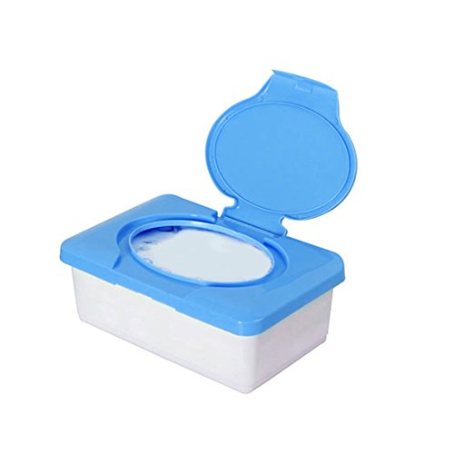 ohfruit 1 cajas de pañuelos húmedos para bebés, dispensador de toallitas húmedas, caja de pañuelos húmedos con tapa, para escritorio, dormitorio, cocina, baño, color azul