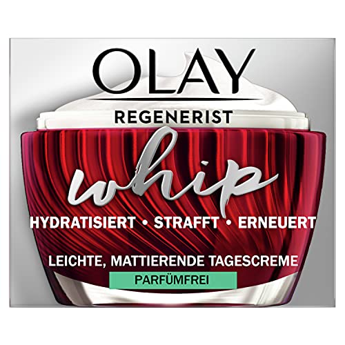 OLAY Regenerist Whip - Crema de día sin perfume, 50 ml, ligera crema hidratante para piel más firme, cuidado facial con aminopéptidos y vitamina B3, crema para mujer con textura única