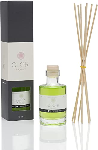 Olori Ambientador de hogar Mikado - Difusor de Varillas  - Menta, 100ml - Natural, de Larga duración 2-3 Meses, con aceites Esenciales