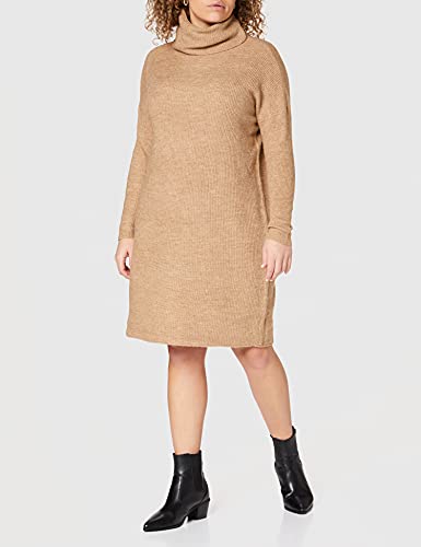 Only Onljana L/s Cowlneck Dress Wool Knt Vestido, Marrón (Indian Tan Detail: W. Melange), 42 (Talla del Fabricante: Large) para Mujer