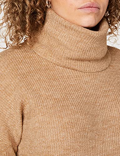 Only Onljana L/s Cowlneck Dress Wool Knt Vestido, Marrón (Indian Tan Detail: W. Melange), 42 (Talla del Fabricante: Large) para Mujer