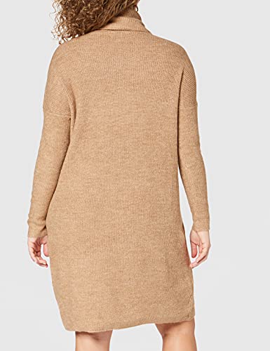 Only Onljana L/s Cowlneck Dress Wool Knt Vestido, Marrón (Indian Tan Detail: W. Melange), 42 (Talla del Fabricante: Large) para Mujer