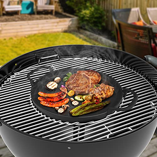 Onlyfire Plancha hierro fundido pare Weber 7421 Gourmet BBQ System, Ø30.5cm para parrilla de carbón Weber Original Kettle Premium de 57 cm