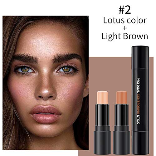 ONLYOILY composición doble 3D maquillaje de la cara Resalte Sombra Barra contorno de Lápiz Corrector Pen crema de textura (#02)