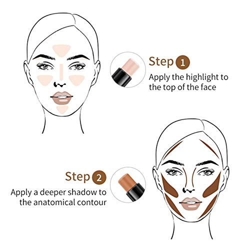 ONLYOILY composición doble 3D maquillaje de la cara Resalte Sombra Barra contorno de Lápiz Corrector Pen crema de textura (#02)