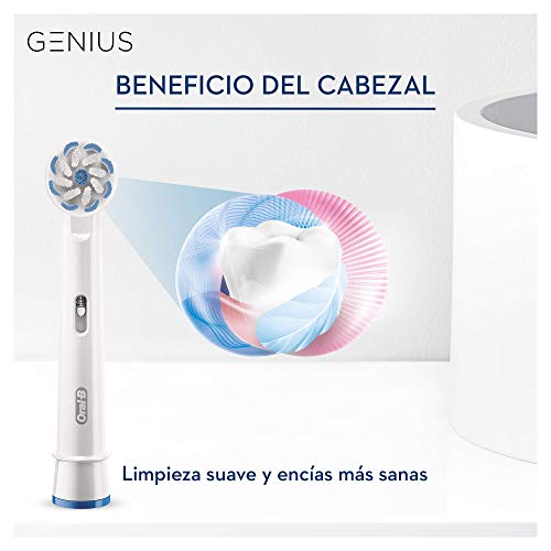 Oral-B Genius 10900N - Pack De 2 Cepillos De Dientes Eléctricos, 2 Mangos Negro y Rosa Oro Recargables Con Tecnología De Braun, 1 Estuche De Viaje, 6 Modos De Limpieza Dental