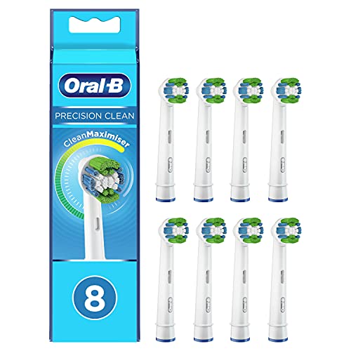 Oral-B Precision Clean Recambios Cepillo de Dientes Eléctrico, Pack de 8 Cabezales con Tecnología Clean Maximaiser, Blanco - Originales