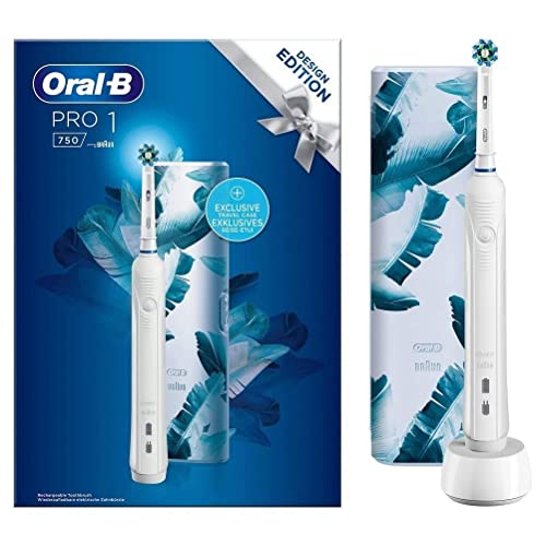 Oral-B Pro 1750 - Cepillo eléctrico eléctrico recargable con 1 mango sensor de presión, 1 cepillo y 1 funda de viaje, elimina hasta 100% de placa dental, idea regalo