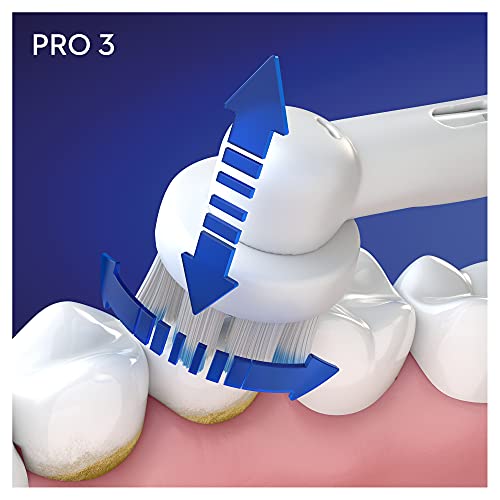 Oral-B PRO 3 Cepillo de Dientes Eléctrico con Mango Recargable y Sensor de Presión, Tecnología Braun y 1 Cabezal de Recambio, 3000 - Azul