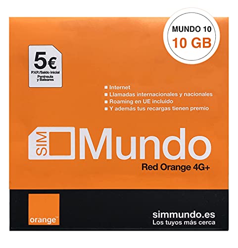 Orange Spain - Tarjeta SIM Prepago 10GB en España| 5€ de saldo | 5.000 Minutos Nacionales | 50 Minutos internacionales | Activación Online Solo en www.marcopolomobile.com