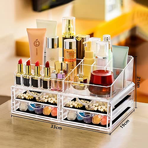 Organizador de Maquillaje Acrilico Grande: Caja Organizadores Cosmeticos Cremas Accesorios Perfumes Guardador Cajones - Makeup Skincare Perfumes Organizer Transparente Tocador Expositor Pintalabios