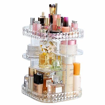 Organizador Maquillaje Acrílico Transparente con Estantes Caja de Exhibición para Pinceles Cremas Cosméticos de Gran Tamaño XL
