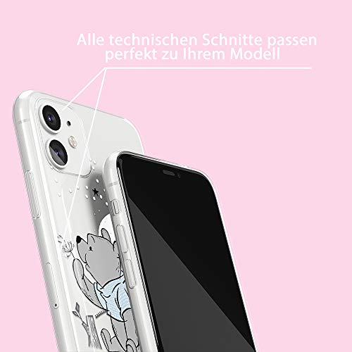 Original y con Licencia Oficial Disney Winnie The Pooh Funda de teléfono móvil para iPhone 11 Adaptación óptima a la Forma del Smartphone, Cubierta Protectora de Silicona, parcialmente Transparente