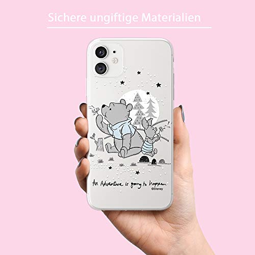 Original y con Licencia Oficial Disney Winnie The Pooh Funda de teléfono móvil para iPhone 11 Adaptación óptima a la Forma del Smartphone, Cubierta Protectora de Silicona, parcialmente Transparente