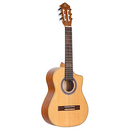 Ortega Requinto Series Guitarra acústica 6 cuerdas - Tapa de cedro, RQC25