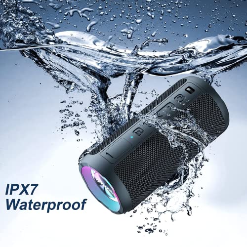 Ortizan Altavoz Bluetooth Potente Portatil X10P Negro con Luz LED de Color Hay Volumen Alto y Graves Potentes, Apoya Reproducción de Música 30H, Bluetooth 5.0 y IPX7 Impermeable