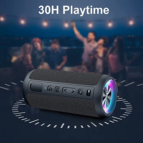 Ortizan Altavoz Bluetooth Potente Portatil X10P Negro con Luz LED de Color Hay Volumen Alto y Graves Potentes, Apoya Reproducción de Música 30H, Bluetooth 5.0 y IPX7 Impermeable