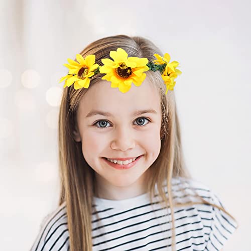 OSALADI Girasol Floral Fall Head Band Band Crochet Trenza Cabello Ajustable Flor Diadema Hermosa Sweety Decorativo Decorativo Respiración Festivales de Novia Pein Band