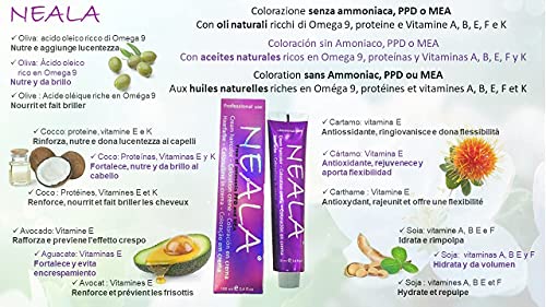 Pack 3-6.3 Coloración Profesional SIN AMONIACO y libre de PPD y MEA Enriquecido con Omega9, extractos naturales y vitaminas. Gran brillo y cobertura - 6.3- RUBIO OSCURO DORADO - NEALA 3x100ml.