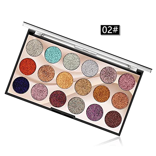 Paleta de sombras de ojos Beteligir de 18 colores con purpurina prensada, paleta de maquillaje ultrabrillante altamente pigmentada metálica, sombra de ojos resistente al agua de larga duración (B)