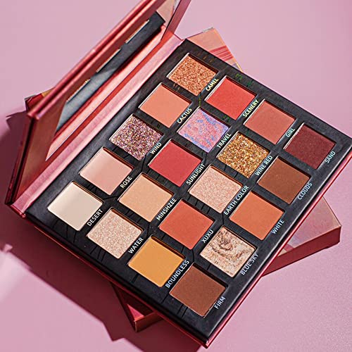 Paleta de sombras de ojos de 20 colores, sombra de ojos neutra mate con brillo, maquillaje de ojos de bronce natural de alto pigmento, sombra de ojos ahumada profesional