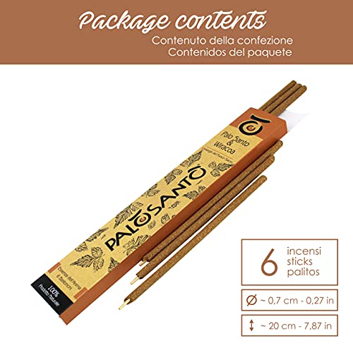 PALOSANTO - Varillas de Incienso Natural Palo Santo y Wiracoa – Varillas de Incienso perfumadas – Incienso Sciamanico para restaurantes y Ceremonias sagradas – Activa la energía Positiva – 6 Stick