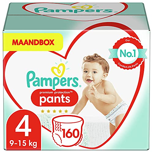 Pampers Premium Protection 81674391 - Pañales desechables nappy Pants para niño/niña 4, Pant diaper, 9 kg, 15 kg, Multicolor, Velcro, 160 piezas