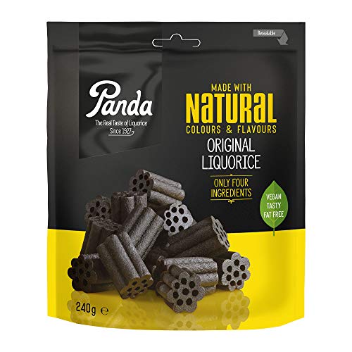 Panda ® | Regaliz Original Suave Natural | Regaliz Panda puro elaborado con sólo cuatro ingredientes naturales | Vegano y sin grasas | Pack de 12 bolsas de 240 Gr