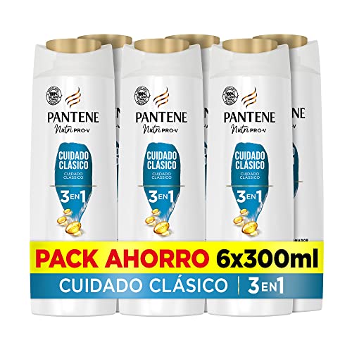 Pantene Champú + Acondicionador + Tratamiento 3en1 Cuidado Clásico Nutri Pro-V con fórmula Pro-V + antioxidantes, para cabello normal y mixto, 300 ML