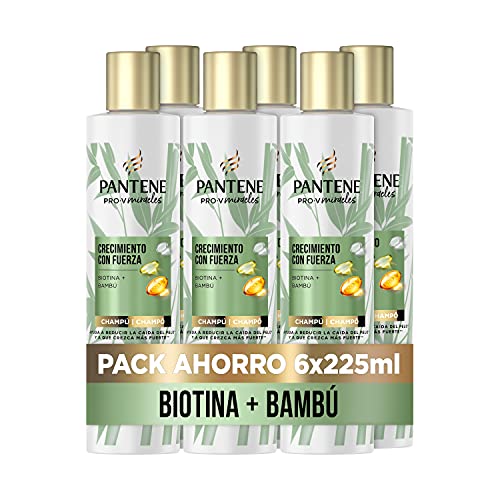 Pantene Pro-V Miracles Crecimiento con Fuerza Champú Con Bambú Y Biotina 6 x 225 ml