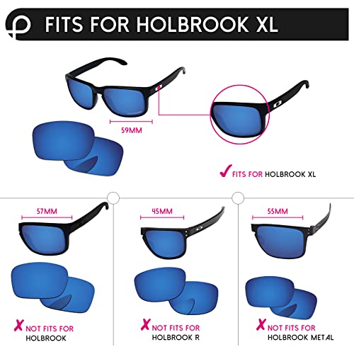 PapaViva Lentes de repuesto para Oakley Holbrook XL OO9417, Negro Gris - Polarizado.,