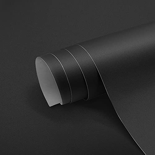 Papel Adhesivo para Muebles Pared Cocina Papel Pintado Autoadhesivo de PVC para Vinilos Decorativos Mate Negro 40 x 300 cm