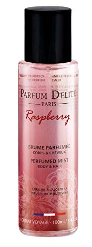 Parfum D’Elite Paris – Raspberry – Bruma perfumada para cuerpo y cabello para mujer, enriquecida con aloe vera, refrescante, tamaño de viaje de 100 ml