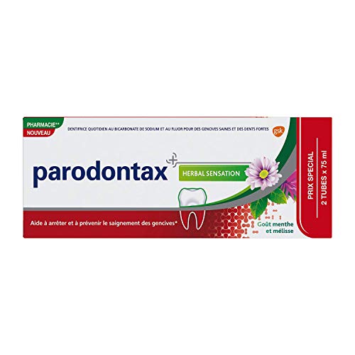 Parodontax Herbal Sensation ayuda a detener y prevenir el sangrado de las encías, sabor fresco, lote de 2 x 75 ml