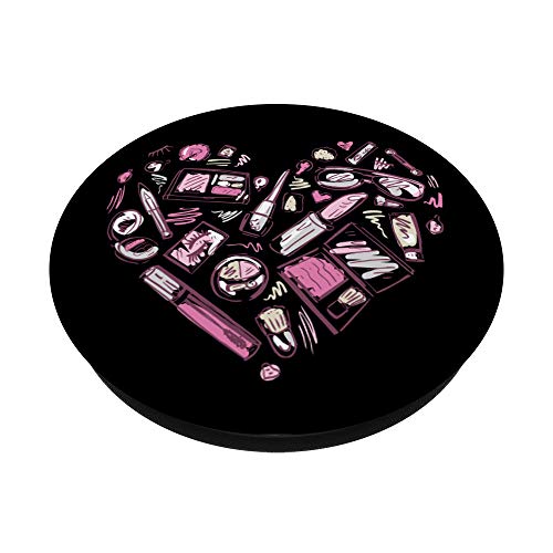 Patrón de corazón de maquillaje retro PopSockets PopGrip Intercambiable