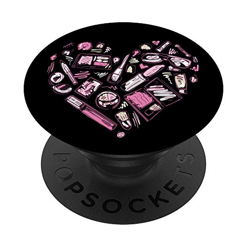 Patrón de corazón de maquillaje retro PopSockets PopGrip Intercambiable