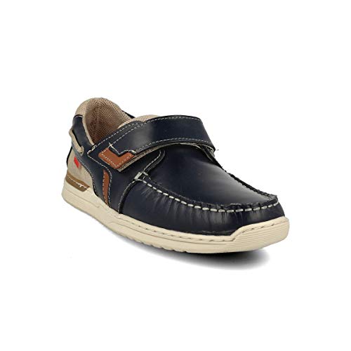 PAYMA - Zapatos Casual Sport Hombre de Piel. Náuticos Deportivos. Plantilla e Interior Acolchado. Piso de Goma. Tallas Grandes 45 46 47. Cierre Cordones o Velcro. Color: Azul Velcro; Talla: EU 41