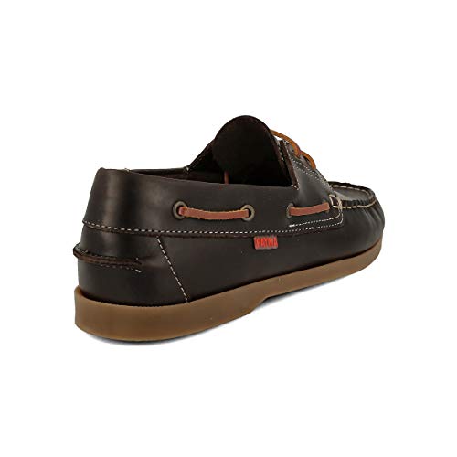 PAYMA - Zapatos Náuticos Sport Casual Hombre. Clásicos 2-Ojales de Piel. Piso de Goma. Tallas Grandes 45 46 47. Cierre Cordones. Color: Marrón; Talla: EU 42