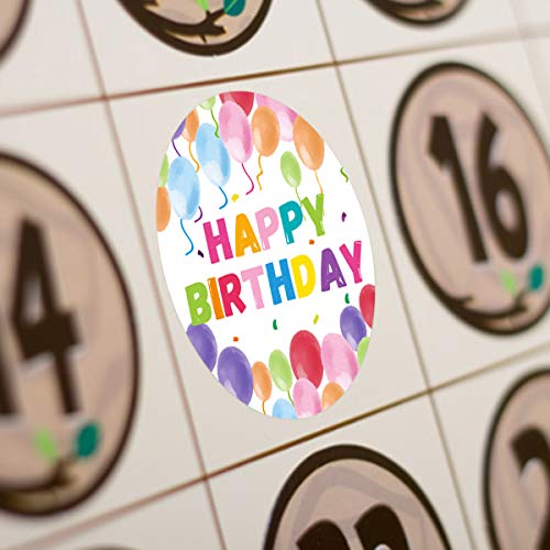 Pegatinas de acuarela con texto en inglés "Happy Birthday", 200 unidades por rollo, para decoración de fiestas infantiles.