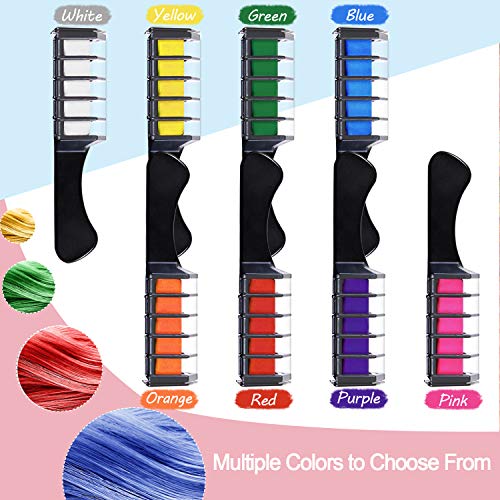 Peine de Tiza Para el Pelo con Tapa, EBANKU 8 Colores Lavables Tinte para Cabello, Color de pelo Temporal Hair Chalk Set para Niños Regalos Navidad Fiestas Cosplay DIY