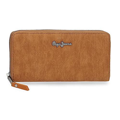 Pepe Jeans Aure Cartera de cremallera Marrón 20x10x2 cms Piel sintética