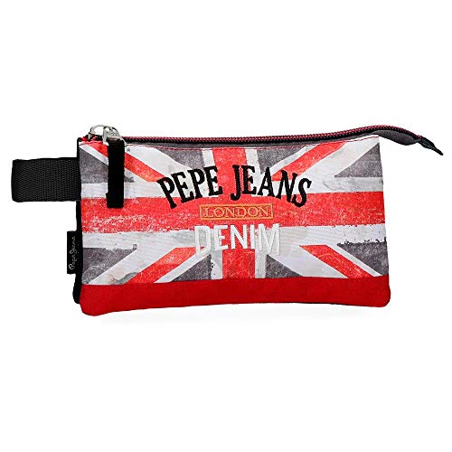 Pepe Jeans Calvin - Estuche con tres compartimentos, 22 cm, Multicolor