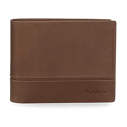 Pepe Jeans Dandy Billetero con Monedero Marrón 12,5x9,5x1 cms Piel