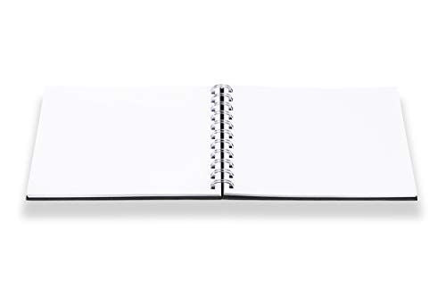 perfect ideaz Cuaderno de bocetos DIN-A5, 96 páginas (48 Hojas), Dibujo Profesional, Tapa Dura Negra, Encuadernado Anillas en Espiral con Papel en Blanco, 200 g, Cuaderno Negro en Blanco para Dibujar