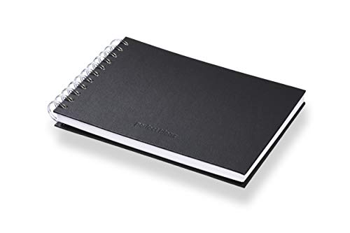 perfect ideaz Cuaderno de bocetos DIN-A5, 96 páginas (48 Hojas), Dibujo Profesional, Tapa Dura Negra, Encuadernado Anillas en Espiral con Papel en Blanco, 200 g, Cuaderno Negro en Blanco para Dibujar