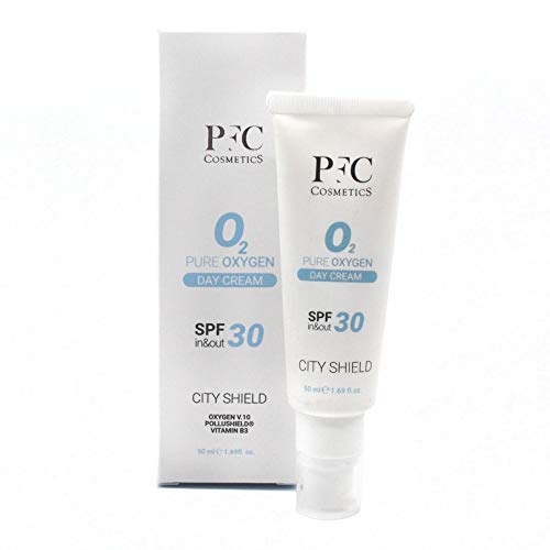 PFC Cosmetics - Crema Solar Mineral Sun Protect Pure Oxygen City Shield SPF +30 Loción Solar Protectora con Vitamina B3 Protección UVA UVB Escudo Protector Antipolución