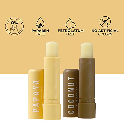 Pharma Oil Juego de bálsamo labial natural protector de coco y papaya, 2 x 5 g. Enriquecido con manteca de karité I Intensive Care I sin parabenos, no hay colores artificiales