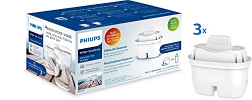 Phillips - AWP211 - Filtro de agua Micro X Clean, Cartuchos para filtración de agua, Compatible con jarras Philips y principales marcas, cartucho Oval - Pack 2+1