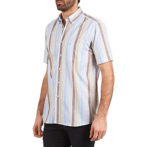 PIERRE CARDIN 539936240-130 Camisas Hommes Azul/Beige/Marrón - EU S (T2) - Camisas Manga Corta